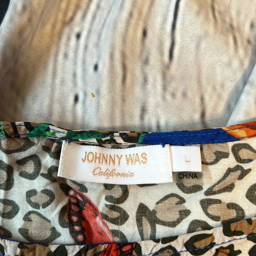 Johnny Was Fleur Kaftan Dress cover up with Braided Tie Large butterfly leopard - Picture 10 of 10